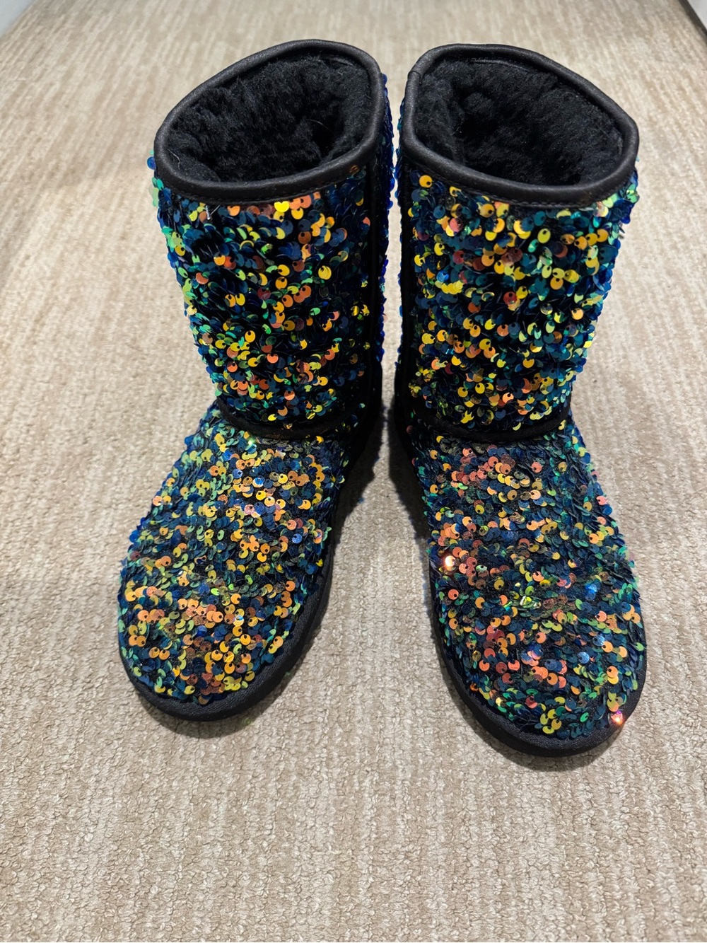 UGG Black Multicolor Sequin Classic Short Boots